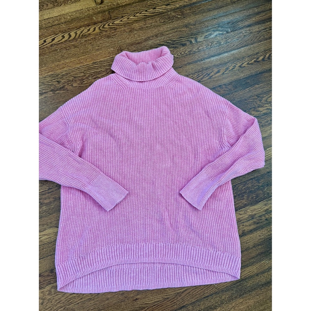 J.Crew Pink Cashmere Cotton Blend Ribbed Turtleneck Sweater Medium